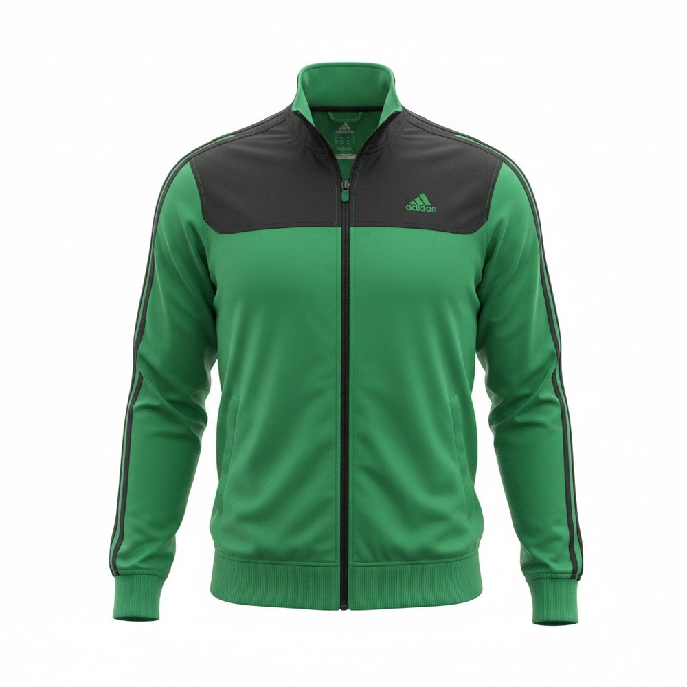 Adidas ClimaLite Track Jacket Men's Large Green Black Full Zip Athletic